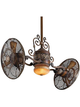 Twin Ceiling Fan Belcaro Walnut Twin Head Traditional Gyro Fan