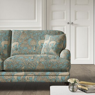 Two Seat Sofa Woodland Tapestry Pattern Deer Print Loveseat