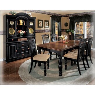 Two-Tone Dining Room Set with Black and Walnut Turned Legs