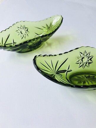 Two Vintage retro Green Glass candy dish bowl Hoilday | eBay