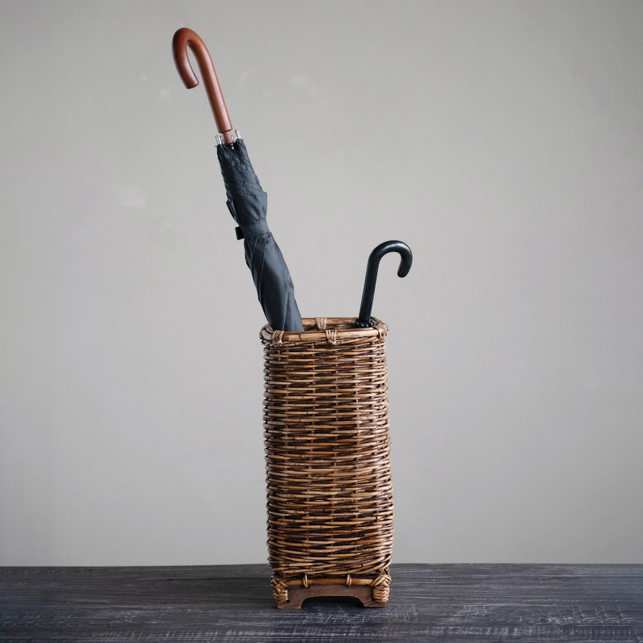 Umbrella Stand Arurog Vine Wood Base Rectangular Profile