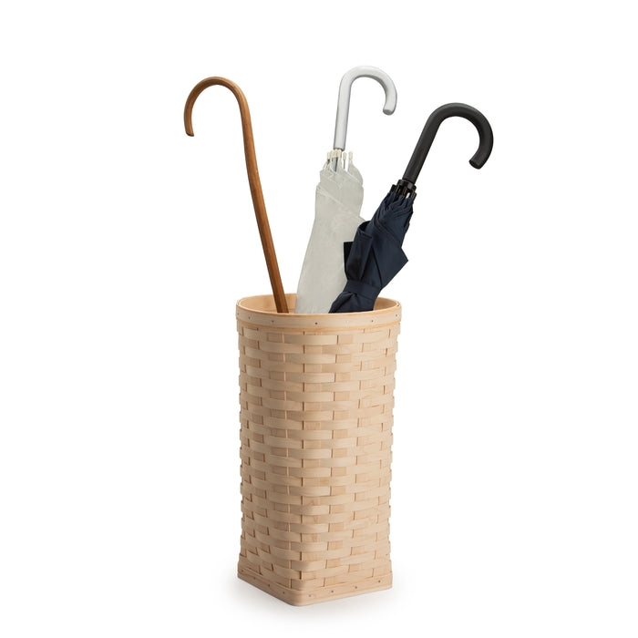 Umbrella Stand Whitewashed Weave Basketweave Pattern Rack