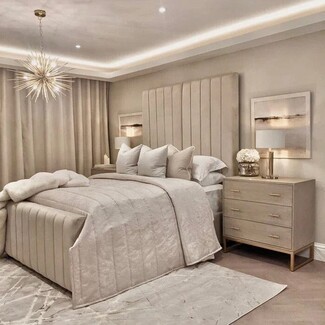 Upholstered Bed Frame Vertical Channel Tufting Custom Wall Panel