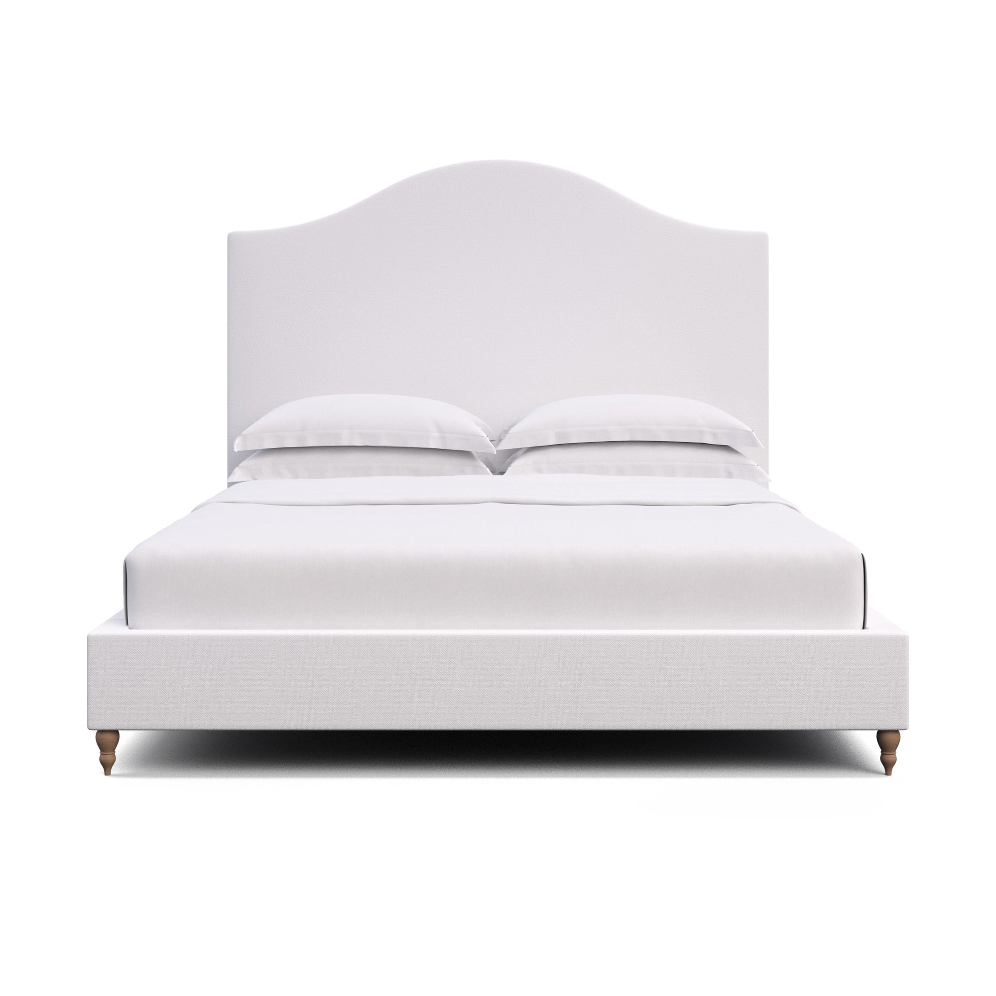 Upholstered Bed Heathered Grey Arched Turned Wood Legs