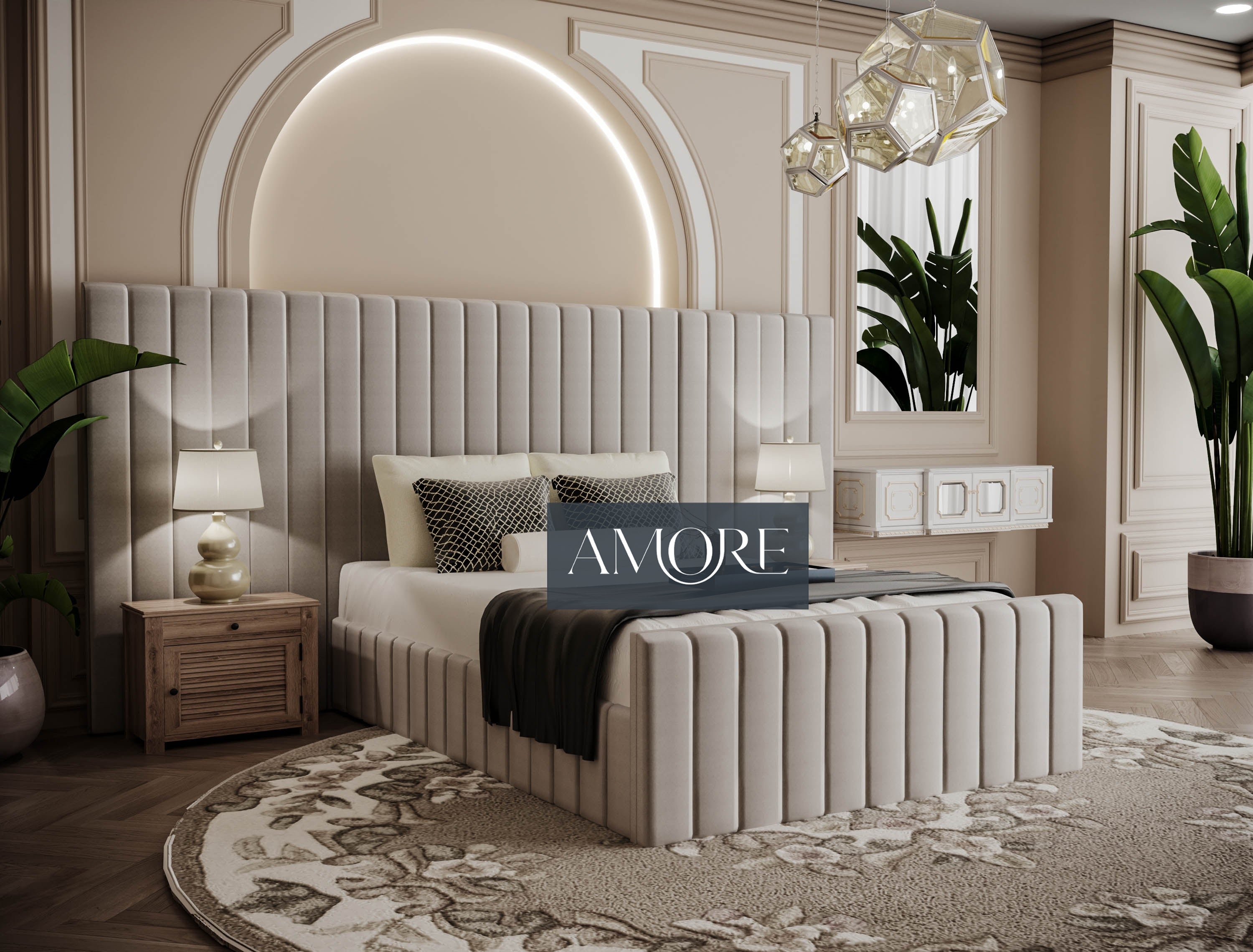 Upholstered Bed Matching Footboard Master Bedroom Furniture