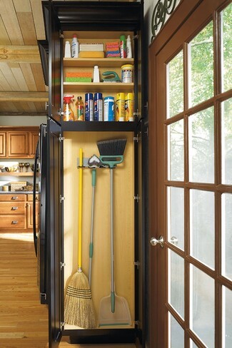 Utility Cabinet Matte Black Light Wood Interior Design