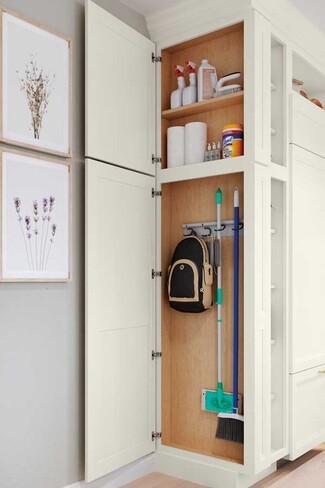Utility Cabinet Off White Tall Shaker Profile Storage