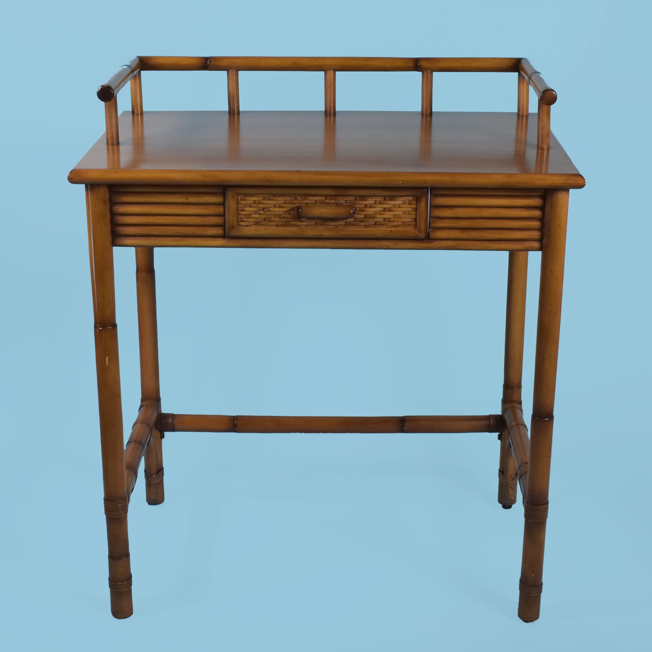 Vanity Desk with Gallery Rail and Split Bamboo Texture