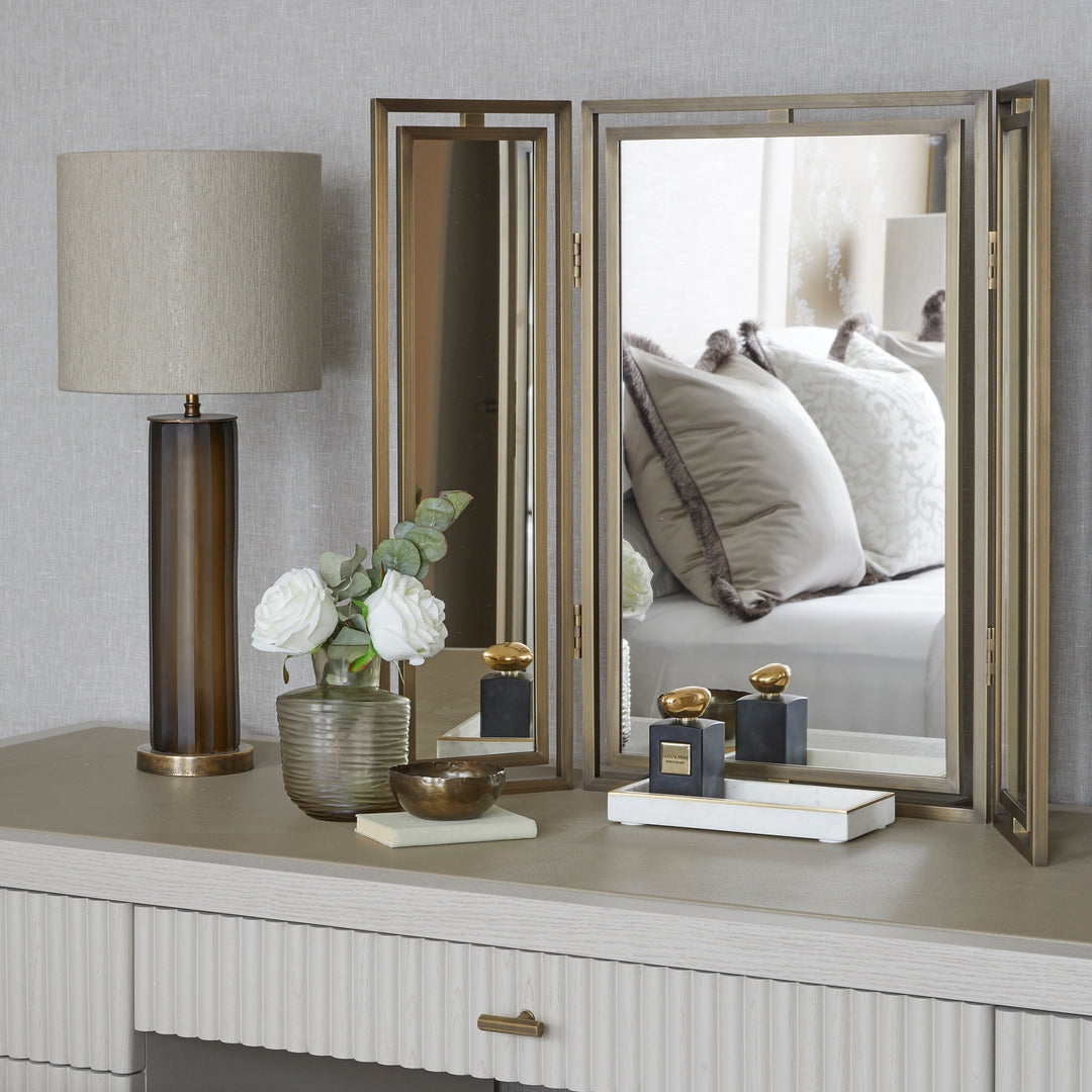 Vanity Mirror: Antique Brass Dressing Mirror Panels