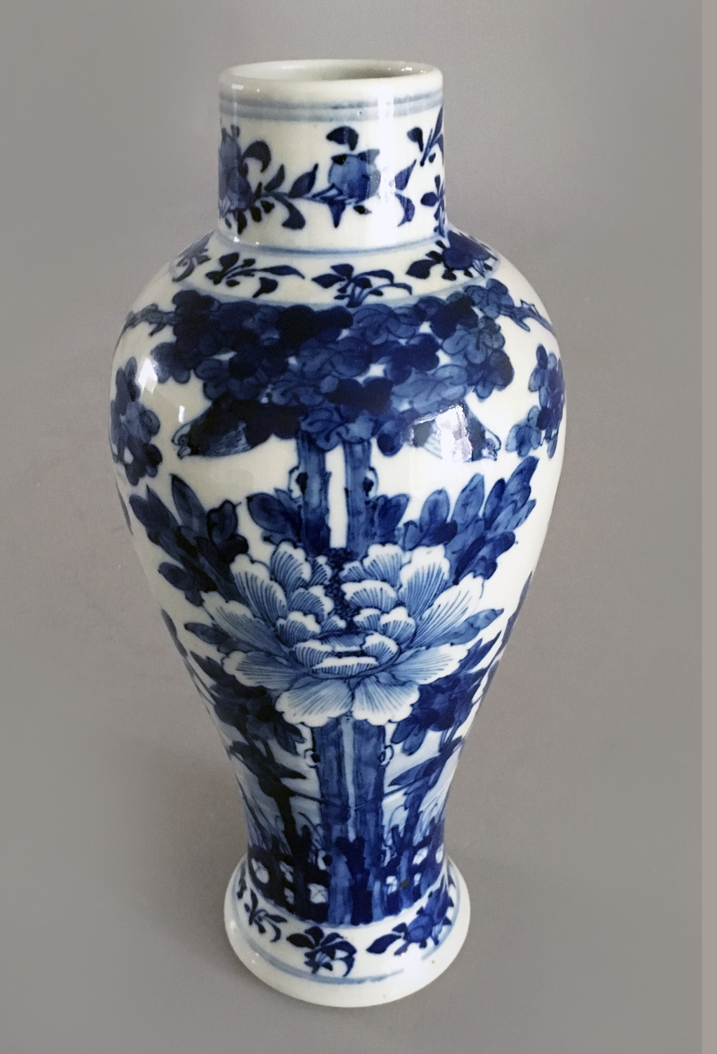 Vase with Peony Floral Detail and Baluster Silhouette