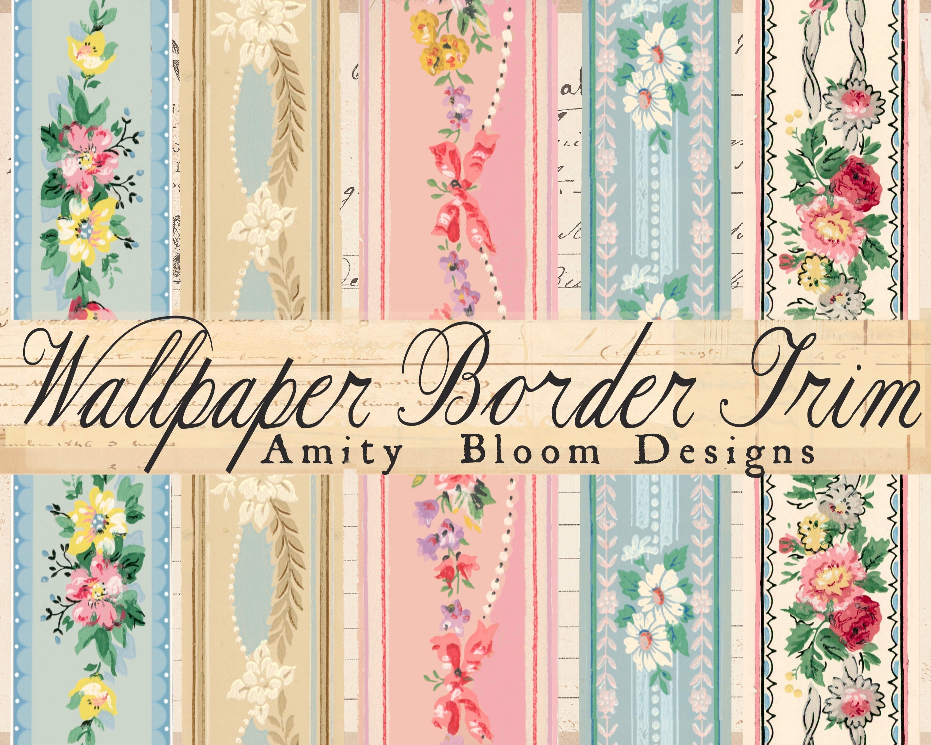 Vintage Aesthetic Wallpaper Border: Shabby Chic Room Trim Accents