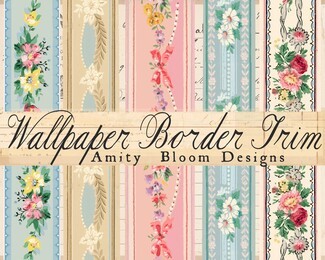 Vintage Aesthetic Wallpaper Border: Shabby Chic Room Trim Accents