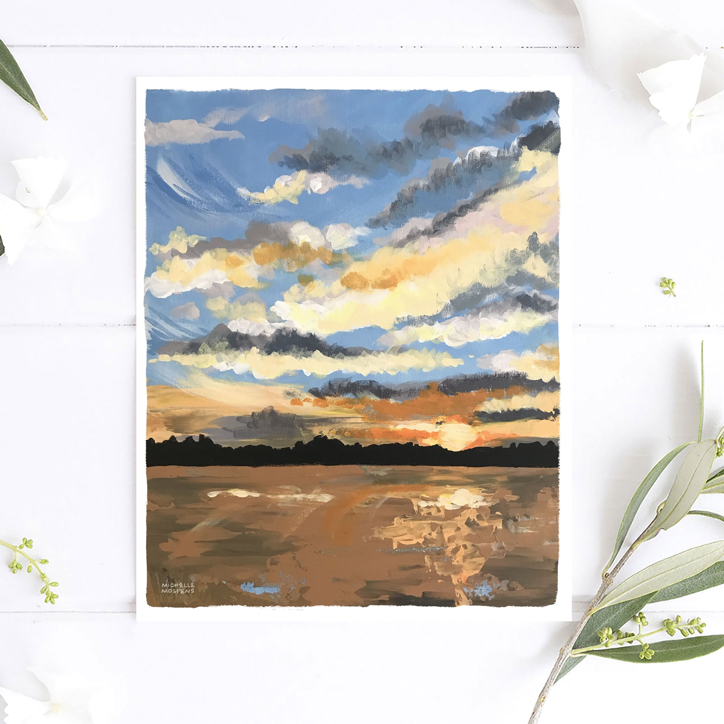 Wall Art Abstract Brushstrokes Treeline Silhouette Art