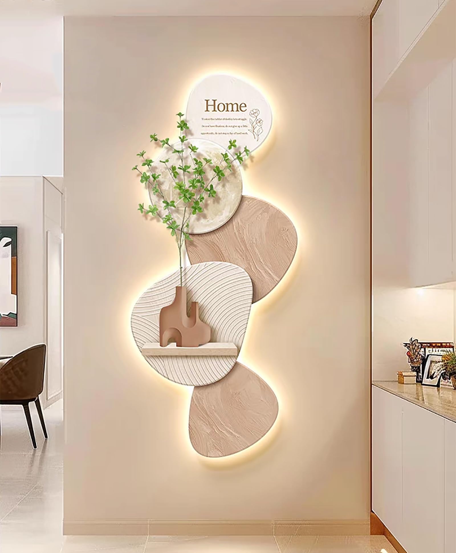 Wall Art Backlit Glow Layered Pebble Panels Textured Decor