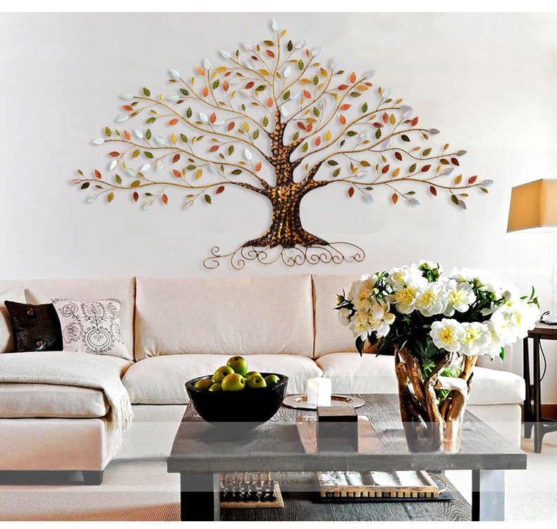Wall Art: Branching Silhouette Multi Color Leaf Decor