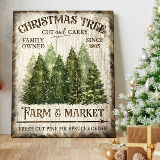 Wall Art: Distressed Finish Vintage Holiday Canvas Sign