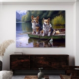 Wall Art featuring Corgi Fishing Theme and Whimsical Scene