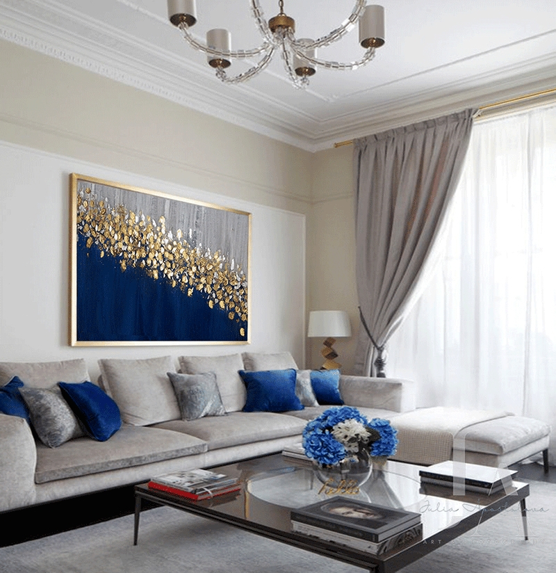 Wall Art featuring Gold Leaf Effect and Transitional Room Decor