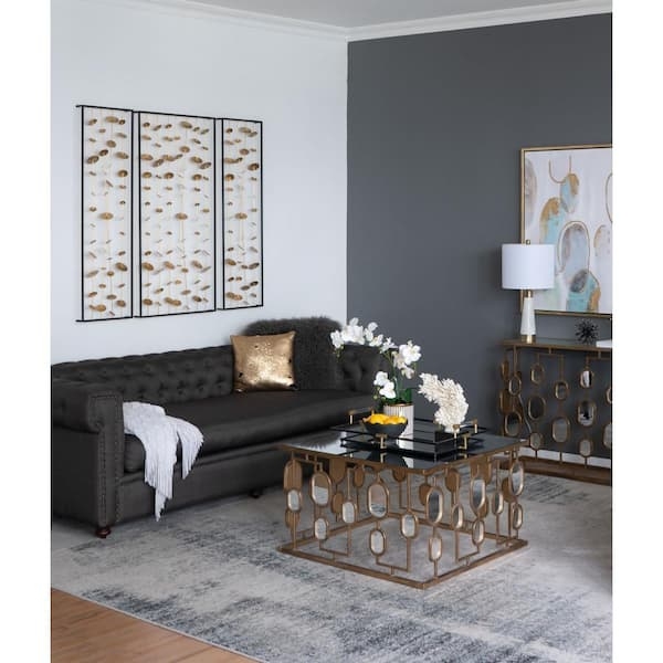 Wall Art: Floating Metallic Discs Triptych Iron Panels