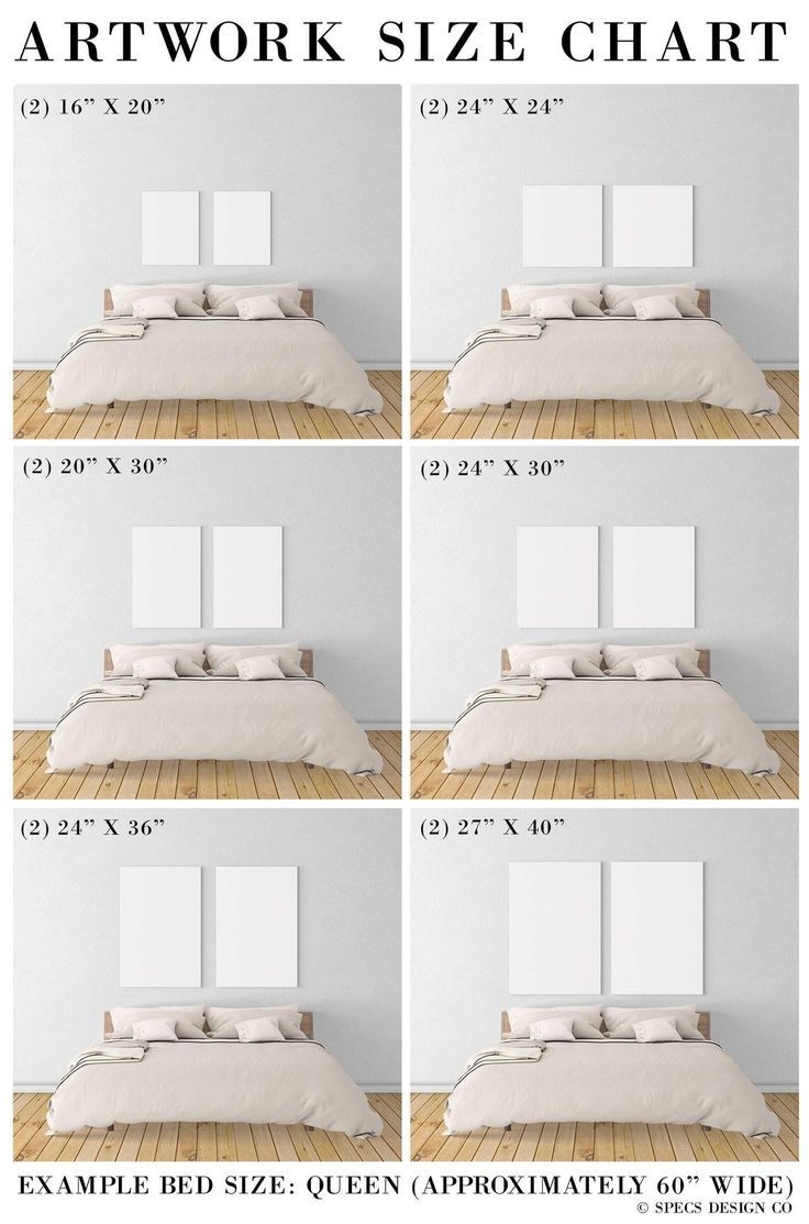 Wall Art Guide Size Comparison Grid For Queen Bed