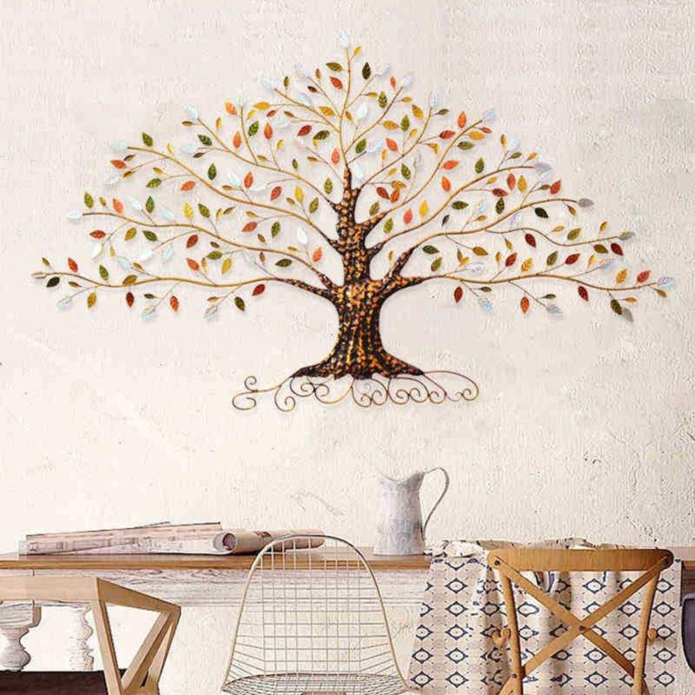 Wall Art: Multi Colored Leaves Hammered Bronze Tree Decor