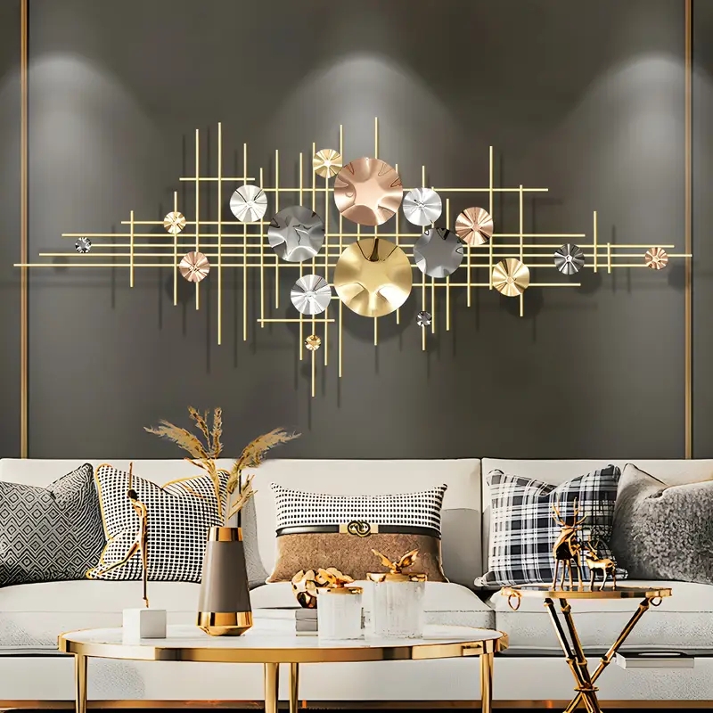 Wall Art: Multi Tone Discs Horizontal Geometric Sculpture