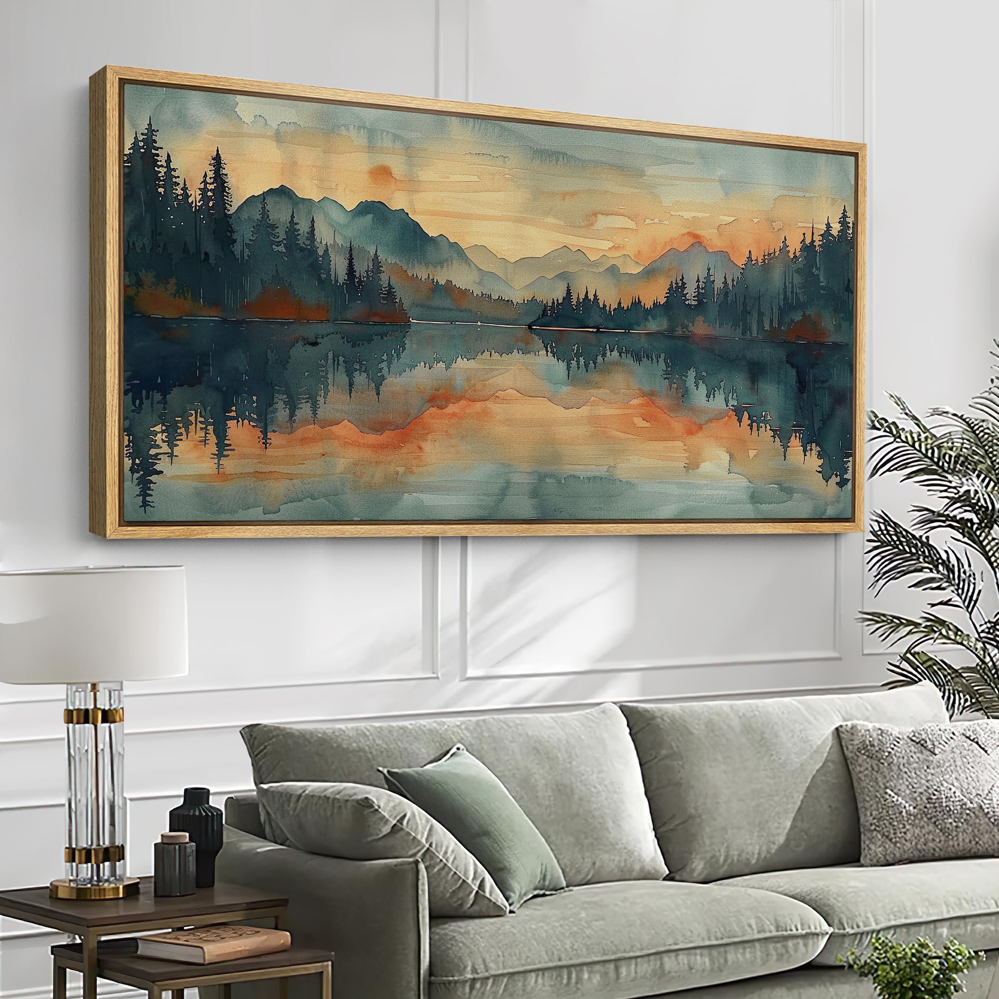 Wall Art Panoramic Watercolor Reflection Detail Nature