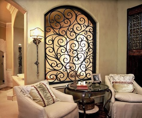 Wall Art Recessed Iron Scrollwork Insert Wrought Iron Arch