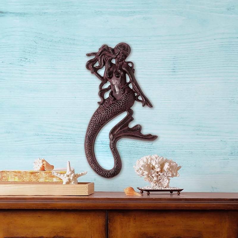 Wall Art: S Curved Tail Cast Iron Mermaid Sculpture