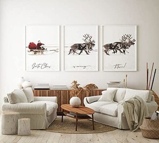 Wall Art Set Triptych Layout Neutral Christmas Wall Art