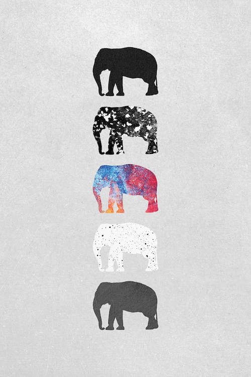 Wall Art Vertical Stacking Varied Textures Elephant Silhouette Art