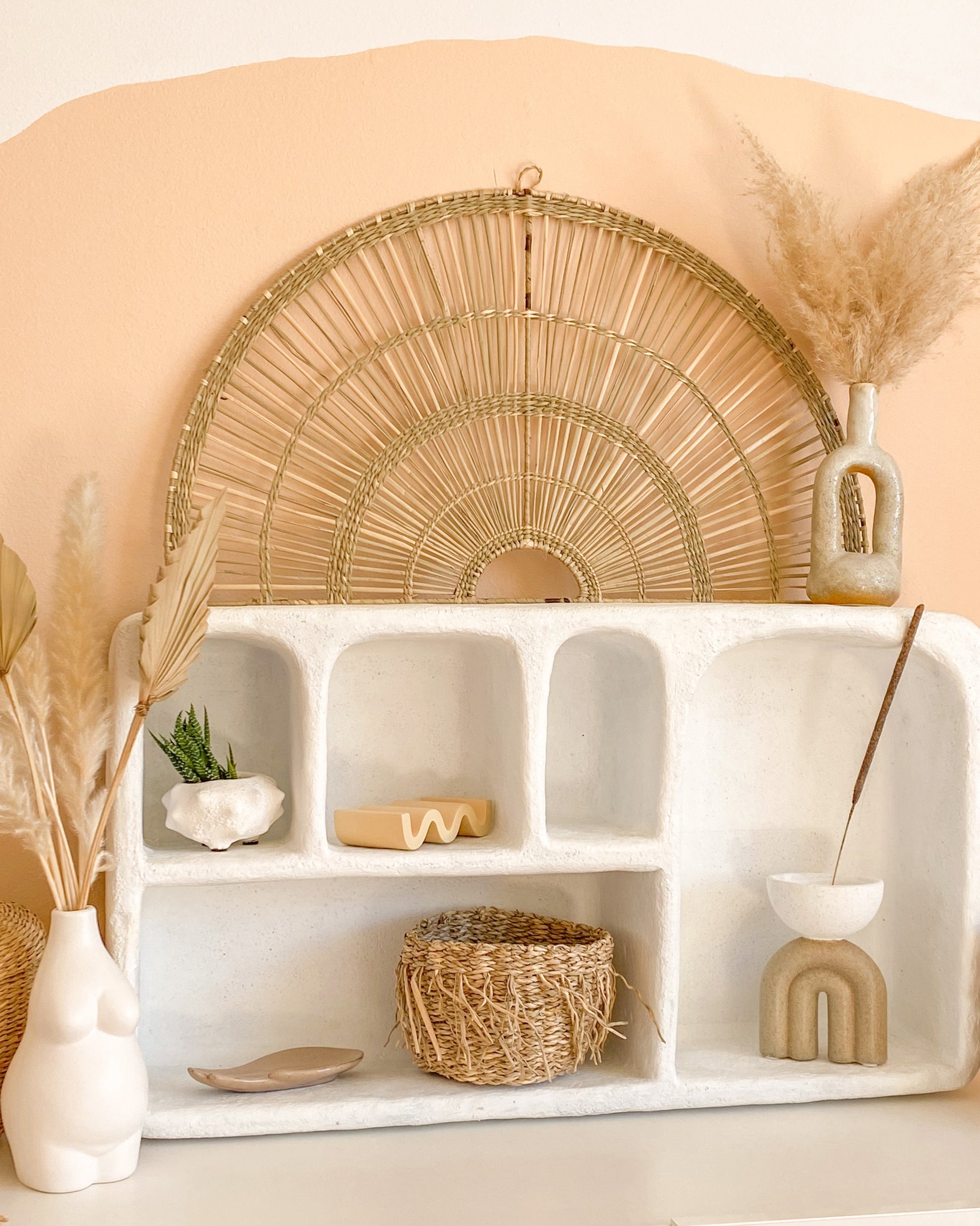Wall Art: Woven Rattan Fan Wall Decor Radiating Texture