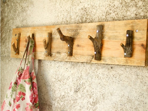 Wall Coat Rack forked twigs DIY branch coat rack organic hooks