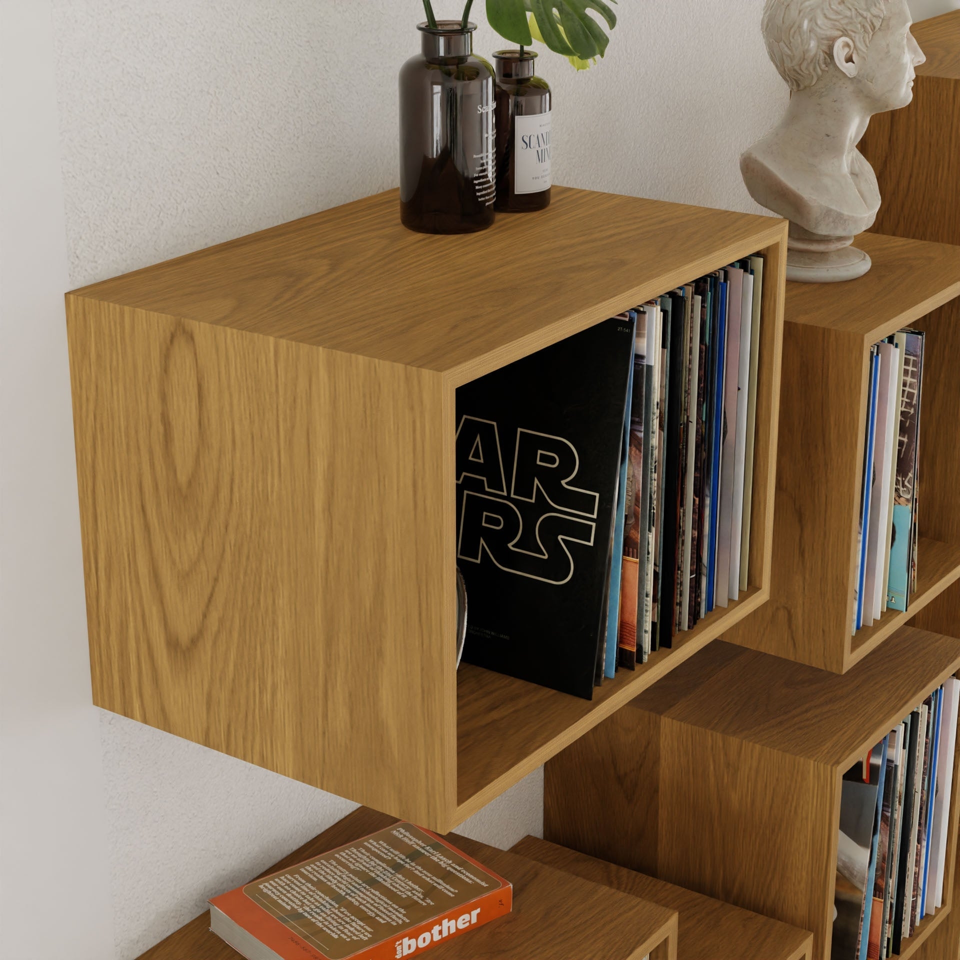 Wall Cube Shelf: Mitered Corner Modular Vinyl Display Unit