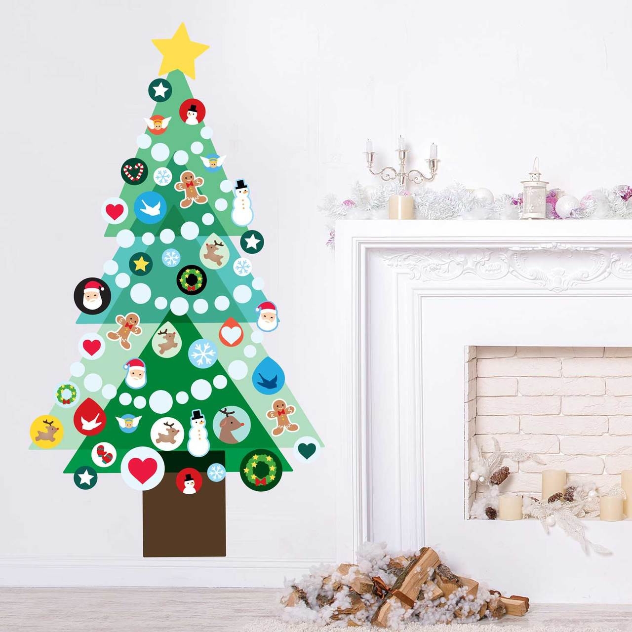 Wall Decal: Interactive Holiday Decor Geometric Tree Sticker Kit