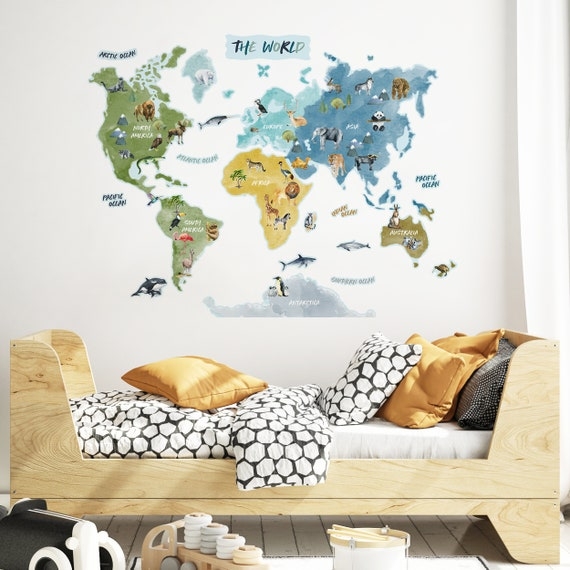 Wall Decal: Mustard Yellow Watercolor Educational Peel and Stick Decal