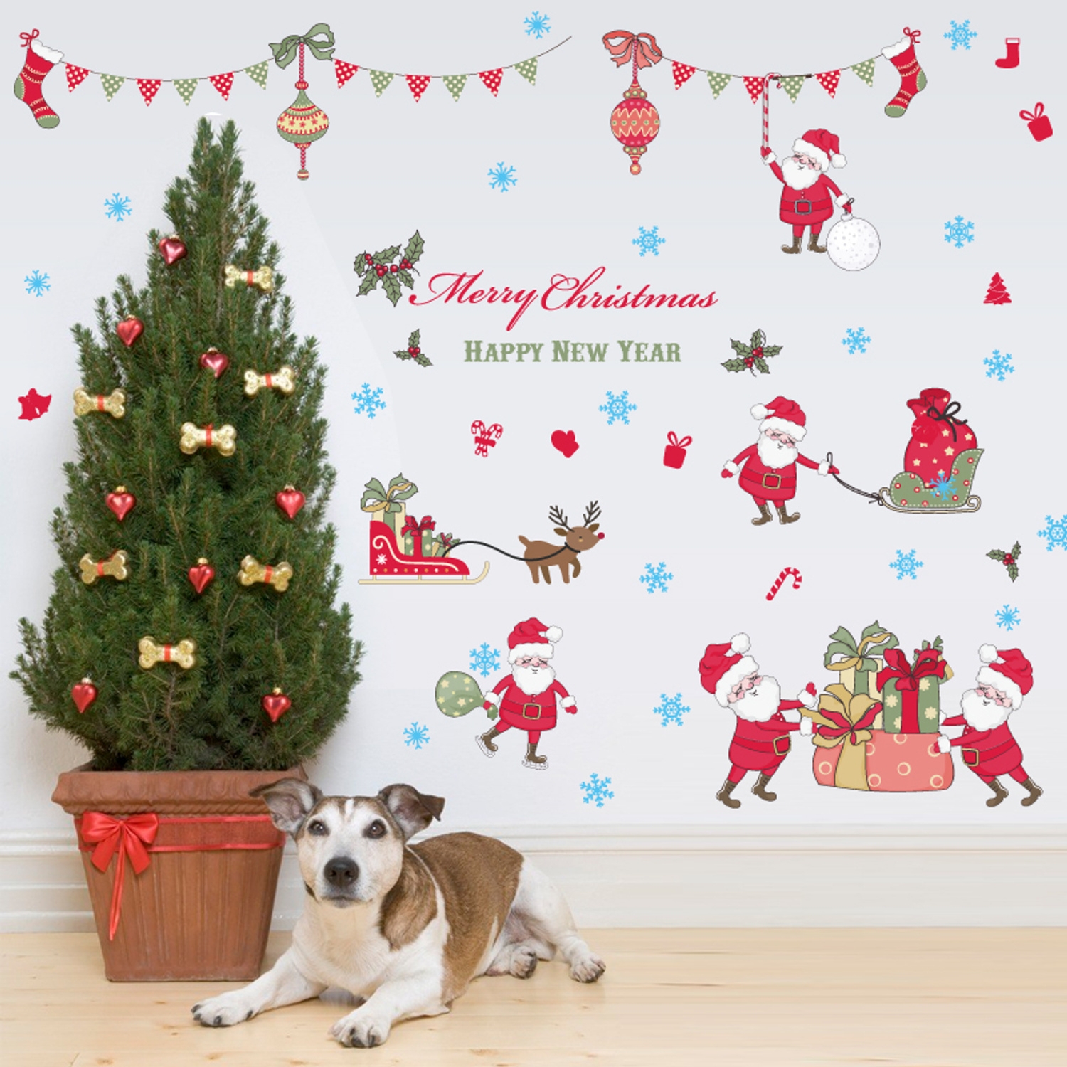 Wall Decal: Playful Characters Festive Santa Wall Stickers