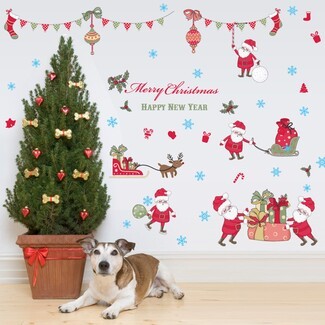 Wall Decal: Playful Characters Festive Santa Wall Stickers