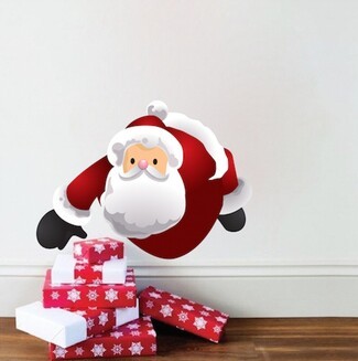 Wall Decal: Removable Mural Illustrated Santa and Snowflake Wrap