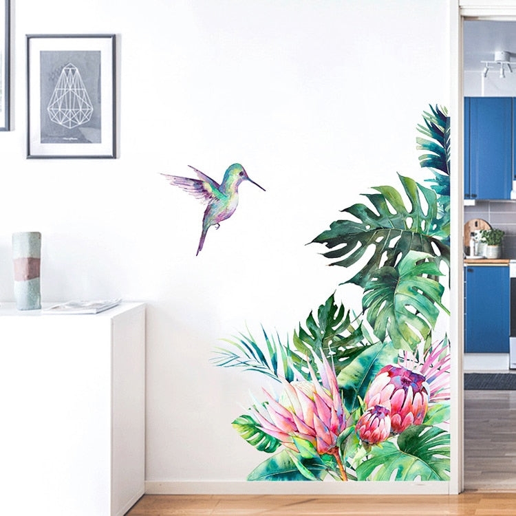 Wall Decal: Removable Mural Watercolor Botanical Tropical Decor