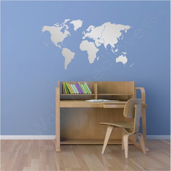 Wall Decal: Silver Metallic Finish Geography Themed Wall Art