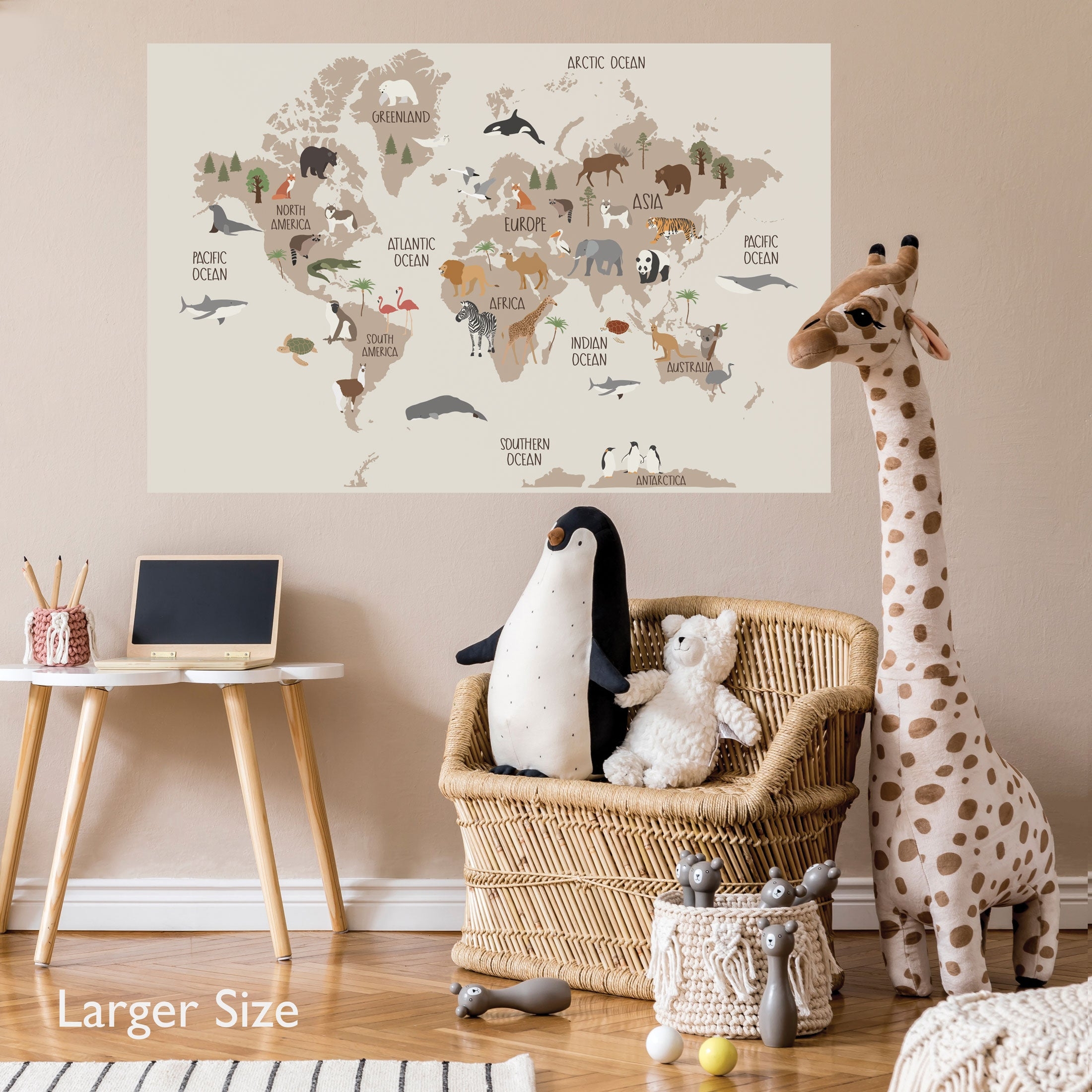 Wall Decal: Warm Beige Peel and Stick Gender Neutral Playroom Decor