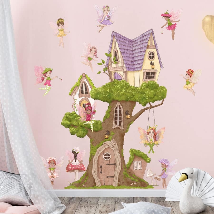 Wall Decal with Treehouse Graphic and Enchanted Forest Wall Stickers