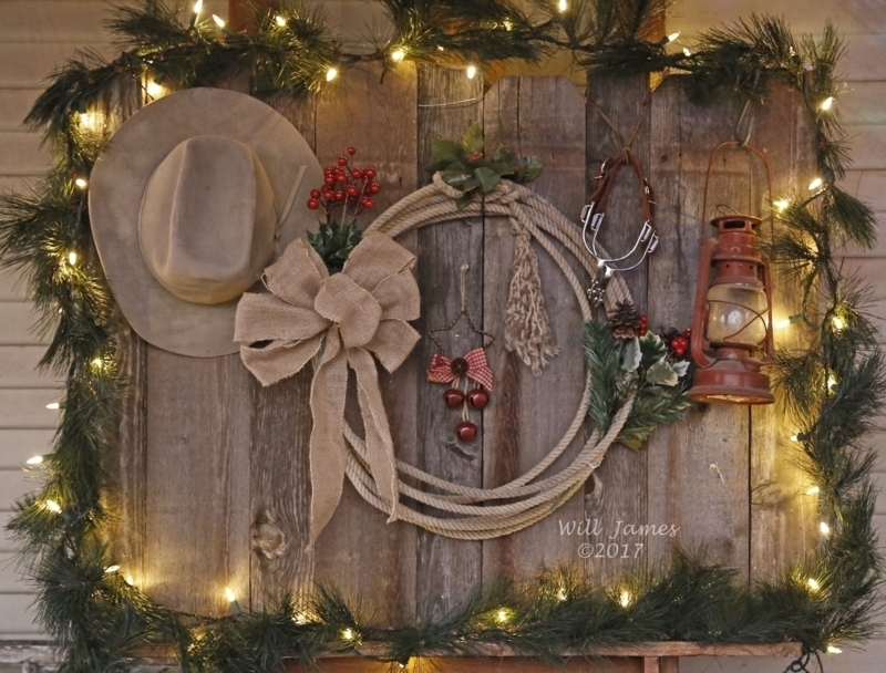 Wall Decor Cowboy Hat Accent Lasso Wreath Rustic Western Display