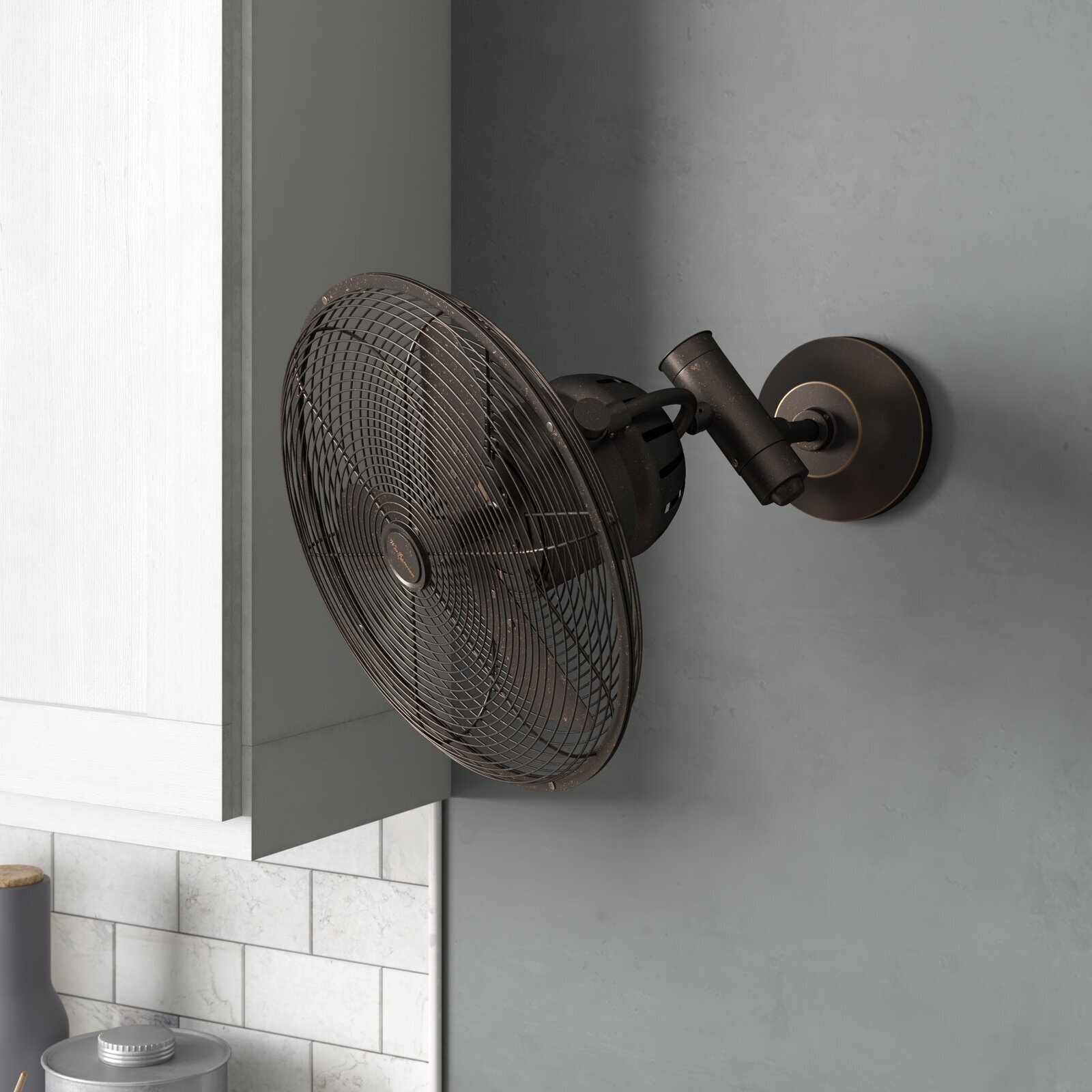 Wall Fan: Dark Bronze Finish Vintage Kitchen Wall Fan