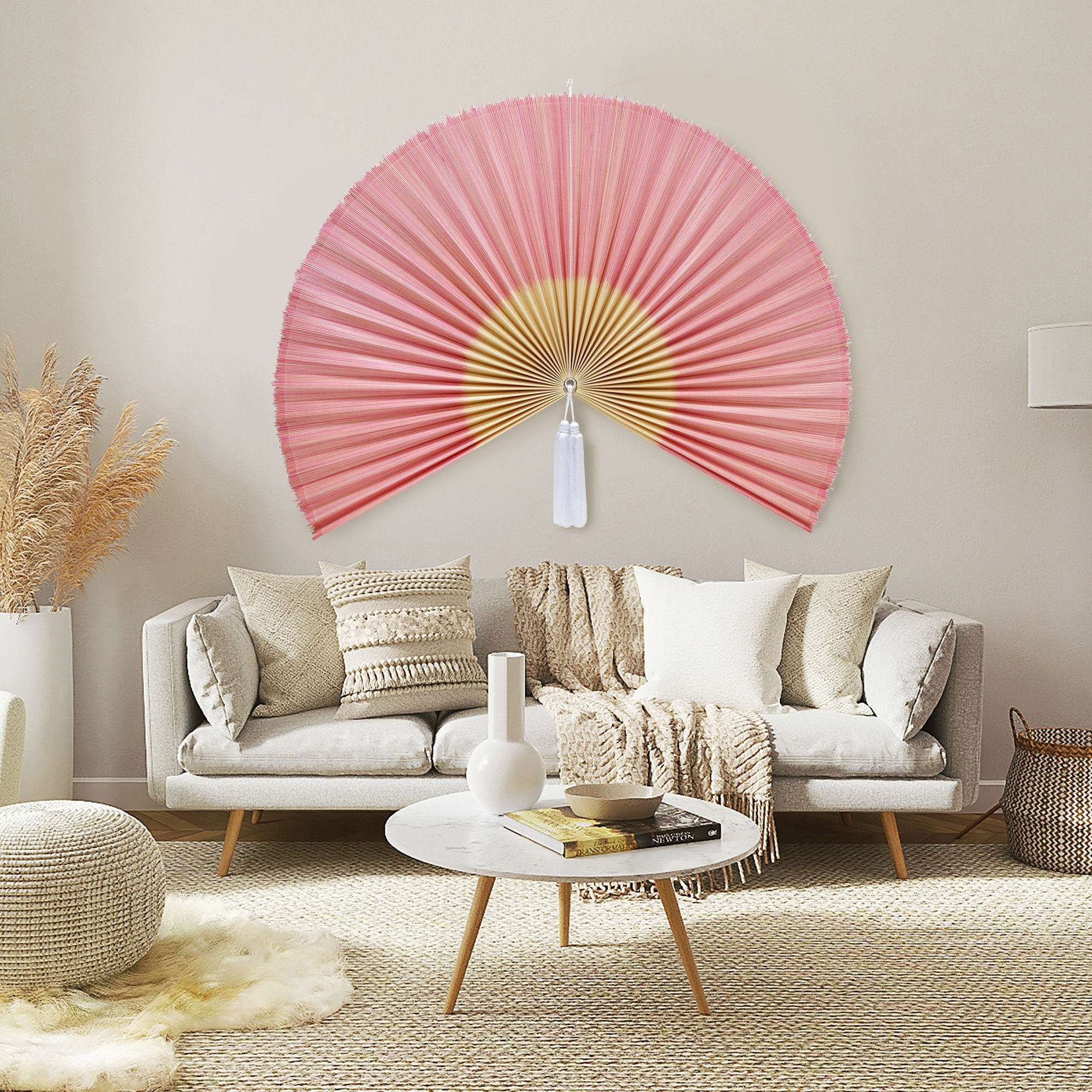 Wall Fan: Gradient Giant Bamboo Wall Fan Decor Piece