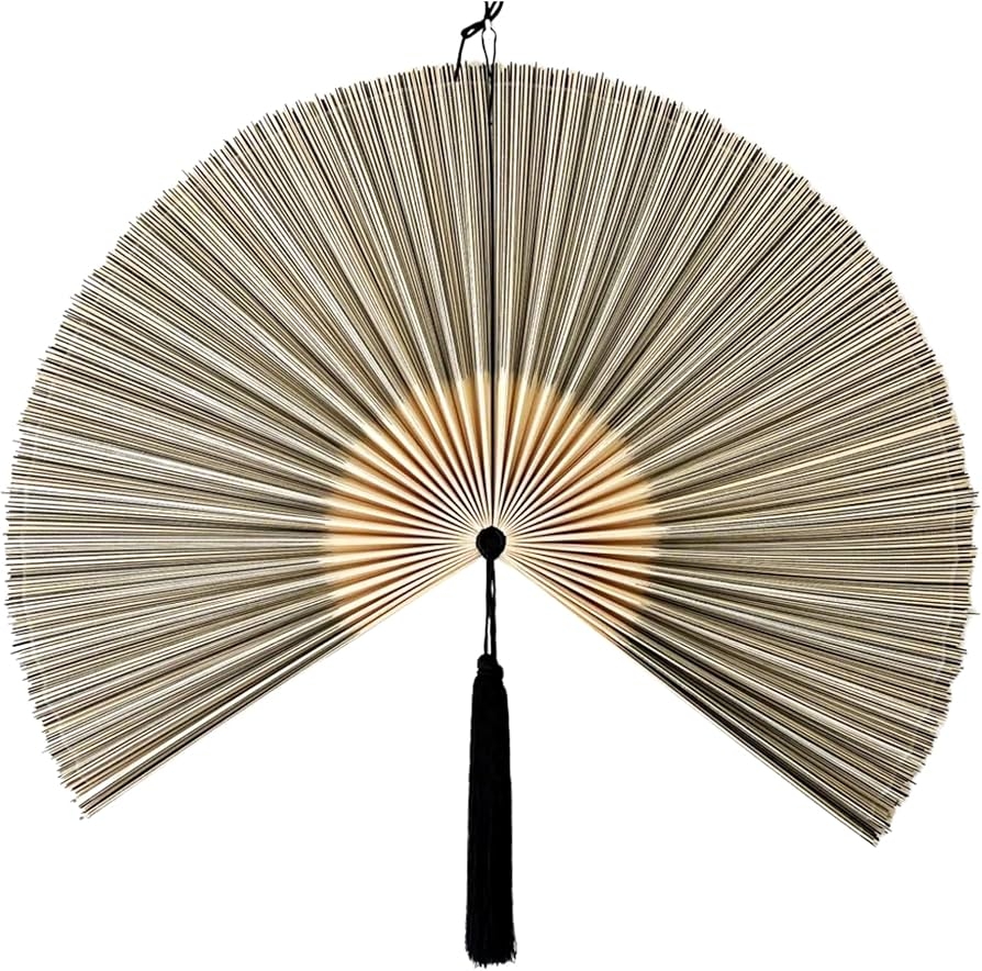Wall Fan: Radial Pleated Gray Bamboo Fan Art Accent