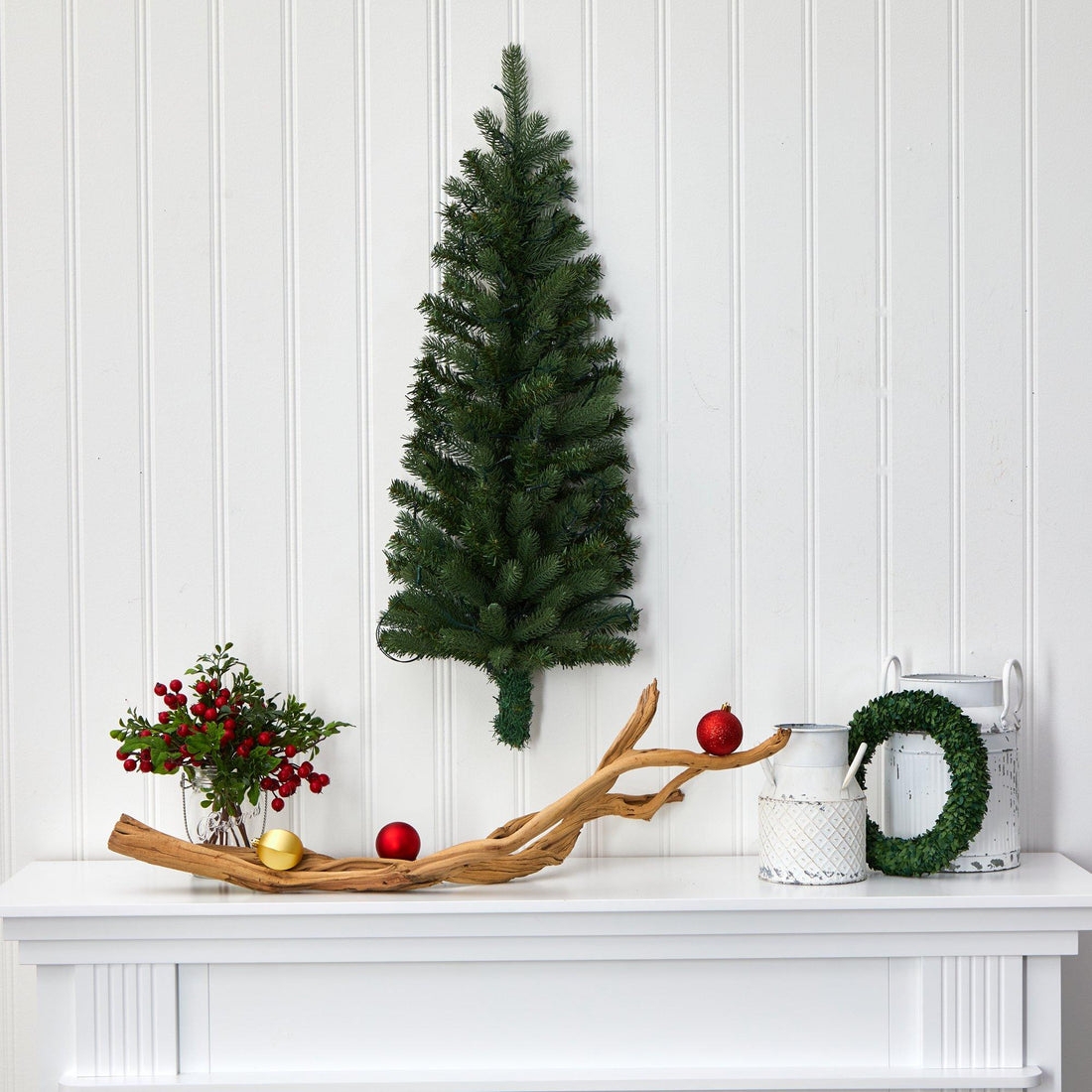 Wall Hanging Christmas Tree: Pre Lit Wall Tree Flat Design