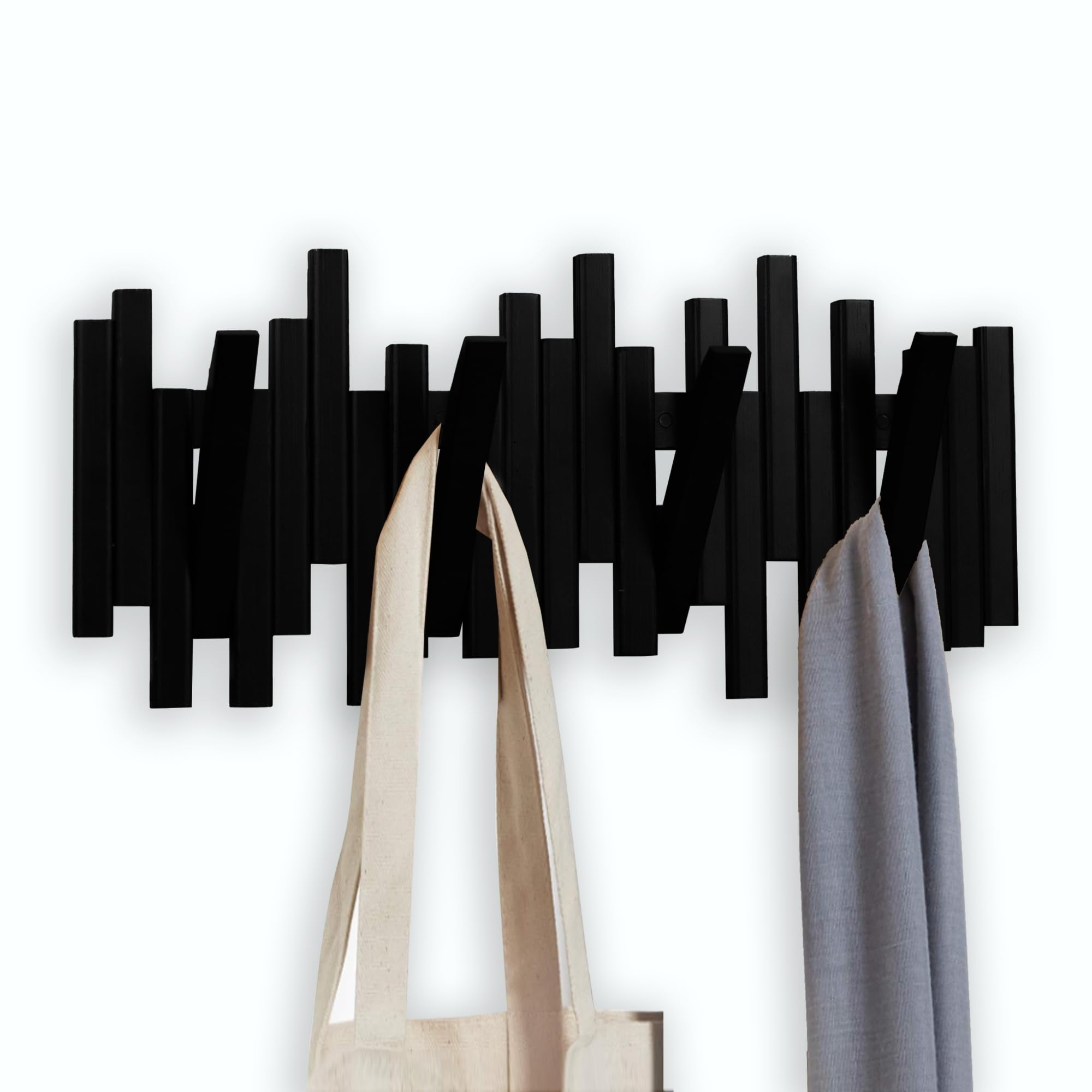 Wall Hook Rack with sculptural form minimalist vertical slat rack