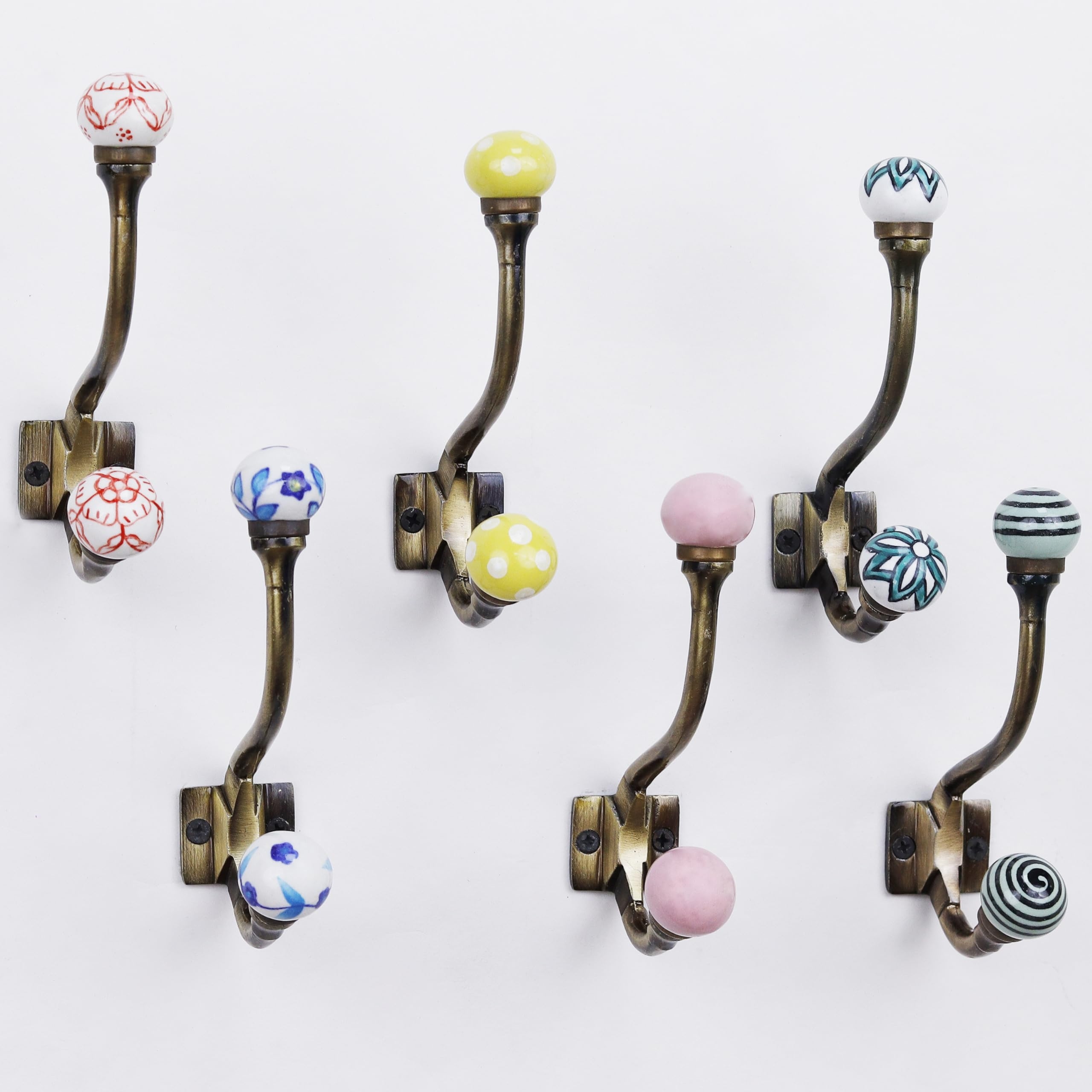 Wall Hooks ceramic knobs double hook boho ceramic wall hooks